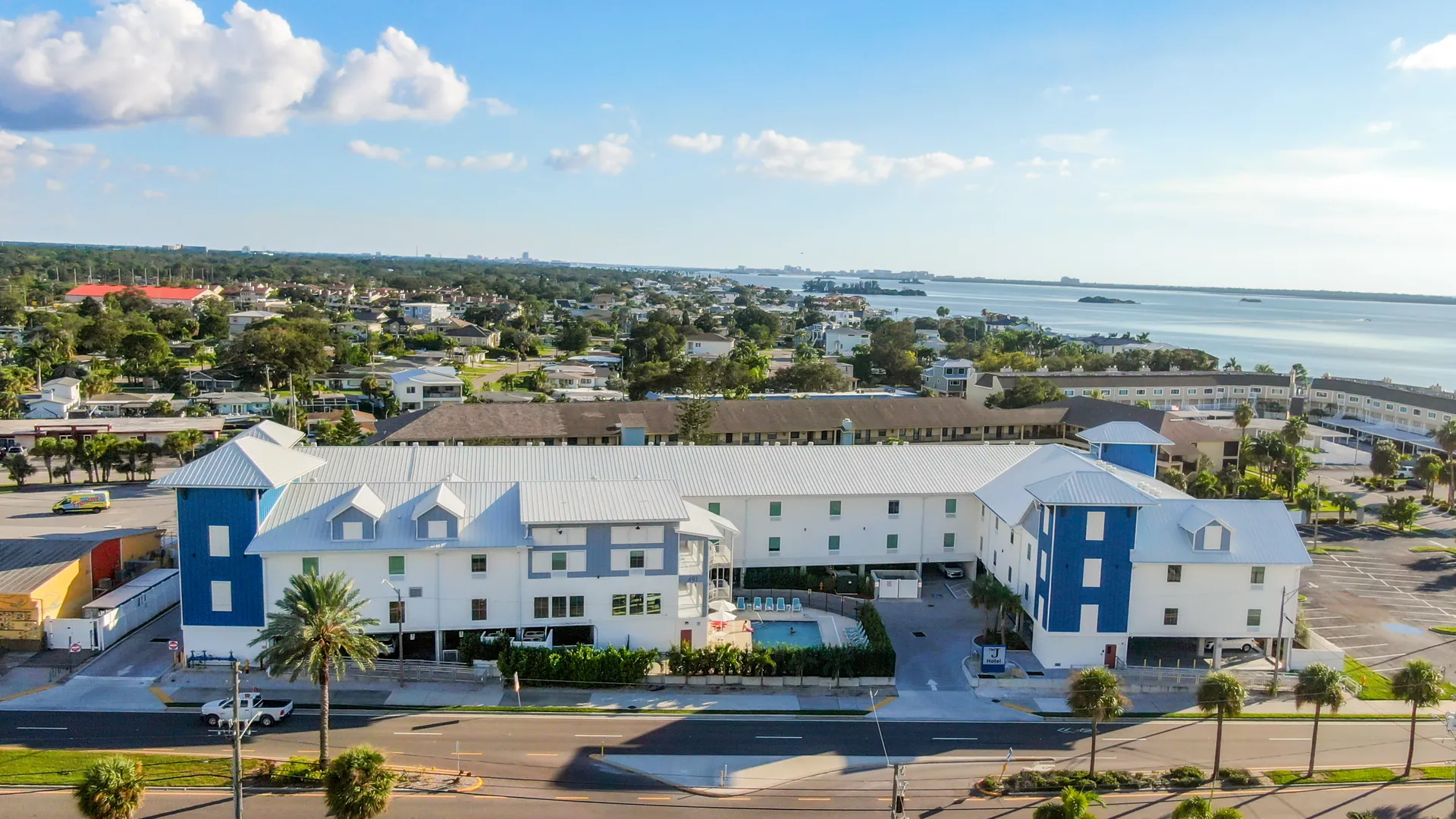 The J from above, with the water behind